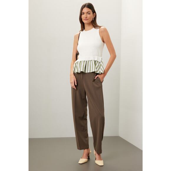 En Saison CeCe Sleeveless Knit Striped Hem Mixed Media Crewneck Top Size Large - Picture 2 of 14